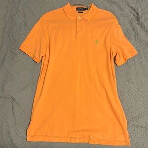 ralph lauren orange polo button up shirt